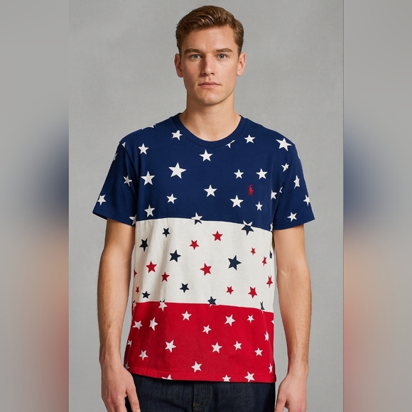 Ralph Lauren Other - Polo Ralph Lauren USA Stars Tee M Flag Shirt Red White Blue Rare Patriotic Y2K